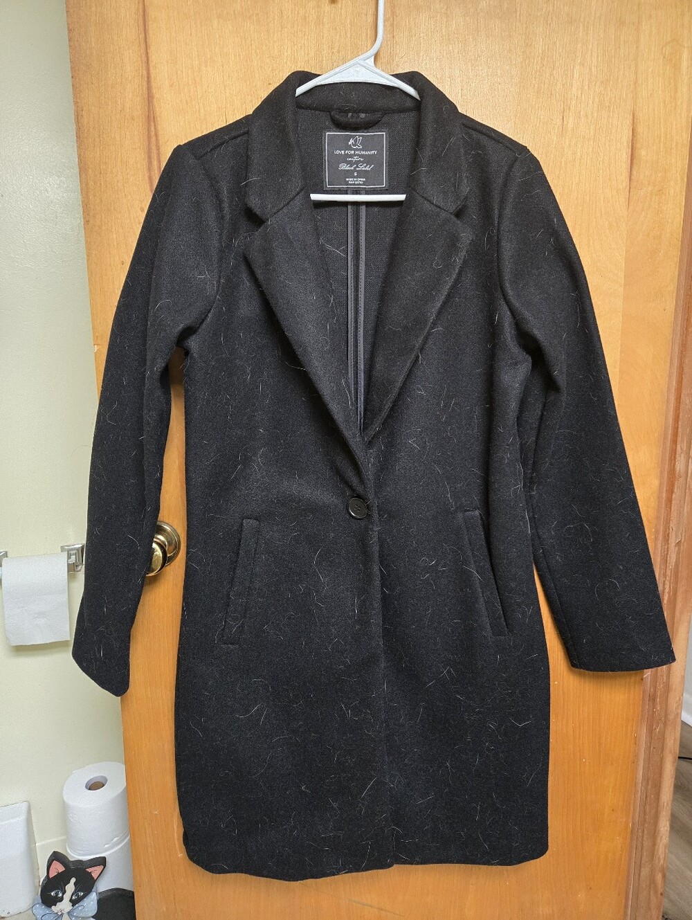 Love For Humanity Black Label Trench Wool Like Coat Peacoat